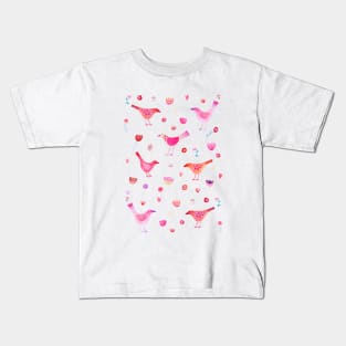 Birds and Flowers Watercolor Art Kids T-Shirt